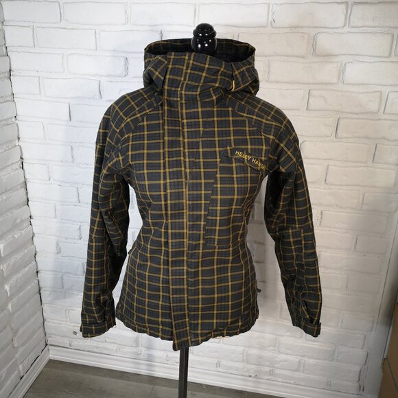 Helly Hansen Jackets & Blazers - Helly Hansen Ladies Size Small Black & Gold Check Full Zip Snowboard Jacket